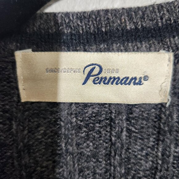 Penmans Sweater Vest Medium Charcoal Button Front V Neck Knit Pockets - Picture 2 of 13